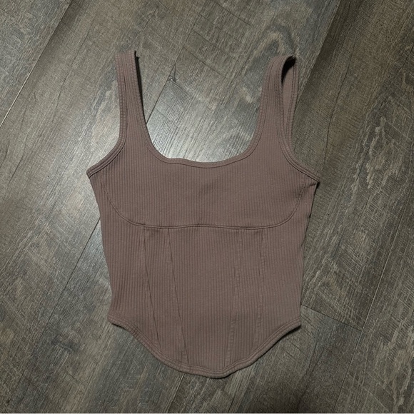 PINK Victoria's Secret Ribbed Tank Top in Brown - Picture 1 of 4
